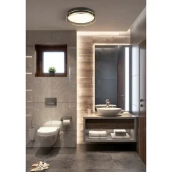 Searchlight Pheonix Plafonnier Phoenix à 2 ampoules, noir, laiton, verre dépoli