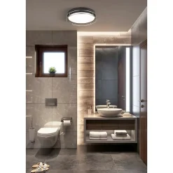 Searchlight Pheonix Plafonnier Phoenix à 2 ampoules, noir, chrome, verre dépoli