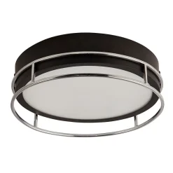 Searchlight Pheonix Plafonnier Phoenix à 2 ampoules, noir, chrome, verre dépoli