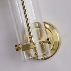 Searchlight Scope Applique murale de salle de bain en laiton satiné et verre gravé transparent