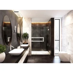 Searchlight Scope Applique murale de salle de bain, chrome, verre gravé transparent