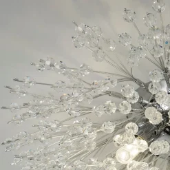 Searchlight Sunburst Plafonnier à 4 ampoules chromé, perles de verre