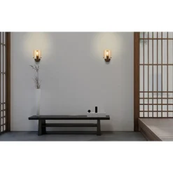 Searchlight Sweden Applique 1 lumière en métal moka et verre ambré