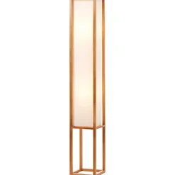 SEASIDE Lampadaire 2L nature/blanc 2xE27 40W - bois/textile - ampoule non incluse