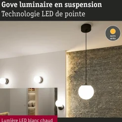 Selection Bathroom Luminaire en suspension LED Gove IP44 3000K 900lm 9W Noir mat Satiné