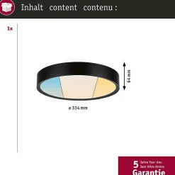 Selection Bathroom Plafonnier LED Tega IP44 White Switch 1200lm 230V 22,5W Noir mat