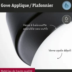 Selection Bathroom Plafonnier Gove IP44 G9 230V max. 20W gradable Noir mat Satiné