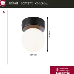 Selection Bathroom Plafonnier Gove IP44 G9 230V max. 20W gradable Noir mat Satiné