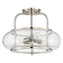 Semi-plafonnier Elstead Trilogy à 3 ampoules, nickel brossé, E27