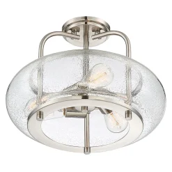 Semi-plafonnier Elstead Trilogy à 3 ampoules, nickel brossé, E27