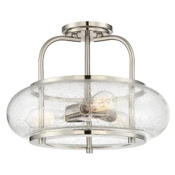 Semi-plafonnier Elstead Trilogy à 3 ampoules, nickel brossé, E27