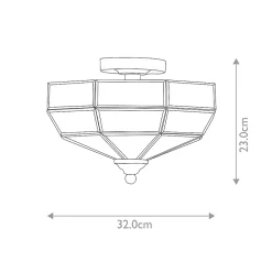 Semi-plafonnier Old Park 2 lumières - Nickel poli