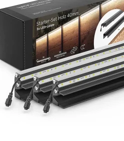 Set éclairage ext. pour clôture en Bois - 3 Barettes lumineuse 1733 m/m Anthracite - 1 transformateur et 1 prolongateur