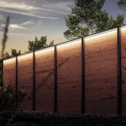 Set éclairage ext. pour clôture en Bois - 5 Barettes lumineuse 1733 m/m Argent - 1 transformateur et 1 prolongateur