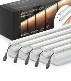 Set éclairage ext. pour clôture en Bois - 5 Barettes lumineuse 1733 m/m Argent - 1 transformateur et 1 prolongateur