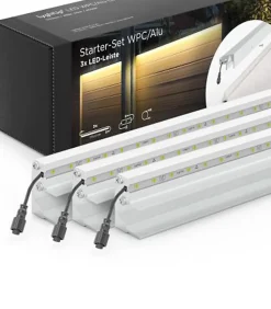 Set éclairage ext. pour clôture PVC/Aluminium - 3 Barettes lumineuse 1733 m/m Argent - 1 transformateur et 1 prolongateur