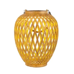 Set de 2 lampes corbeille solaires Cesto rotin synthétique naturel capteur crépuscule blanc chaud H 24cm extérieur