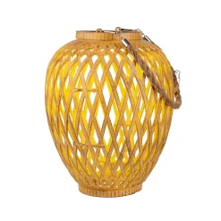 Set de 2 lampes corbeille solaires Cesto rotin synthétique naturel capteur crépuscule blanc chaud H 24cm extérieur