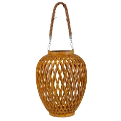 Set de 2 lampes corbeille solaires Cesto rotin synthétique naturel capteur crépuscule blanc chaud H 24cm extérieur