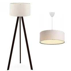 Set de 2 luminaires Scunthorpe suspension et lampadaire E27 crème lux.pro
