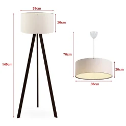 Set de 2 luminaires Scunthorpe suspension et lampadaire E27 crème lux.pro