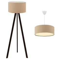 Set de 2 luminaires Scunthorpe suspension et lampadaire E27 beige lux.pro