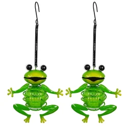 Set de 2 suspensions décoratives solaires 'Grenouille' d'environ 20 cm de haut, en fer peint, avec capteur crépusculaire