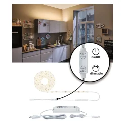 SimpLED Power Strip LED Blanc chaud avec Dimm/Switch Kit complet 5m revêtue 50W 1100lm/m 72 LEDs/m 3000K 60VA