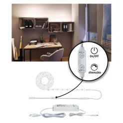 SimpLED Power Strip LED Blanc neutre avec Dimm/Switch Kit complet 3m revêtue 33W 1100lm/m 72 LEDs/m 4000K 48VA