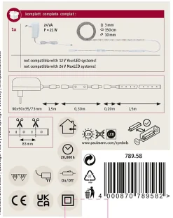 SimpLED Power Strip LED Blanc neutre avec Dimm/Switch Kit complet 1,5m revêtue 17W 1100lm/m 72 LEDs/m 4000K 24VA