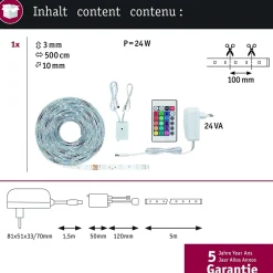 SimpLED Strip LED RGB Kit complet 5m revêtue 17W 120lm/m 30 LEDs/m RGB 24VA