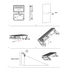 Sky Solar Sensor - Lampe solaire LED avec détecteur mouvement et de crépuscule, 8 W, 1600 lm, 4000K, IP54 - Beneito Faure - Blanc