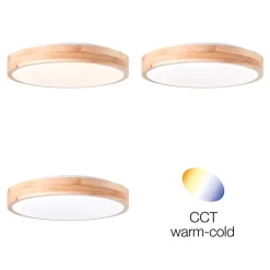 SLIMLINE BOIS Plafonnier bois clair/blanc LED intégrée 14W métal/bois/plastique ampoule incluse