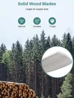 Sofucor Ventilateur de plafond de 132 cm, Télécommande Sans lumière Argent et gris