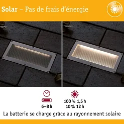 Solar Encastré de sol LED Aron Détecteur de mouvement IP67 3000K 40lm Blanc