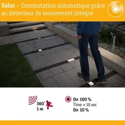 Solar Encastré de sol LED Aron Détecteur de mouvement IP67 3000K 12lm Blanc