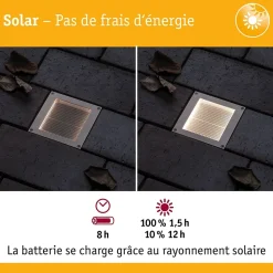 Solar Encastré de sol LED Aron Détecteur de mouvement IP67 3000K 12lm Blanc