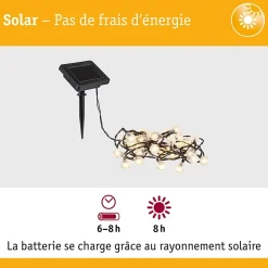 Solar Guirlande LED Soala IP44 3000K 30x3lm Noir