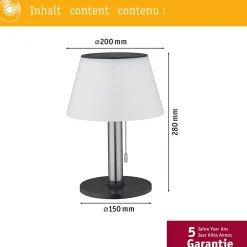 Solar Lampe à poser LED 3-Step-Dim Lillesol IP44 3000K 45lm Acier inoxydable