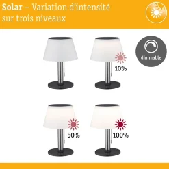 Solar Lampe à poser LED 3-Step-Dim Lillesol IP44 3000K 45lm Acier inoxydable