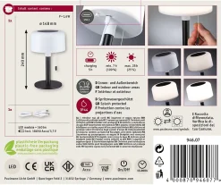 Solar Luminaire rechargeable Bartja IP44 gradable 2700K Noir
