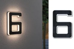 Solar Numéro de maison lumineux LED avec batterie interchangeable Numéro 6 IP44 3000K 6lm Noir