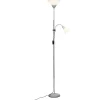 SPARI LED Lampadaire 2L avec liseuse argent/blanc E27+E14 8W - métal/plastique - ampoule incluse