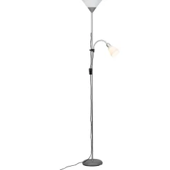 SPARI LED Lampadaire 2L avec liseuse argent/blanc E27+E14 8W - métal/plastique - ampoule incluse