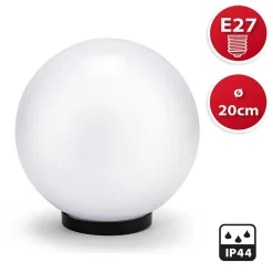 Sphère d'extérieur en PMMA, 200mm, E27, blanche