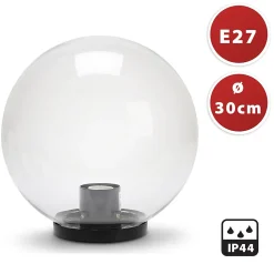 Sphère d'extérieur en PMMA, 300mm, E27, transparente