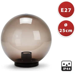 Sphère d'extérieur en PMMA, 250mm, E27, fumée