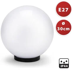 Sphère d'extérieur en PMMA, 300mm, E27, blanche