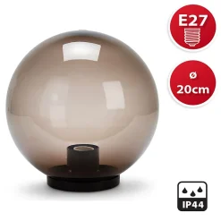 Sphère d'extérieur en PMMA, 200mm, E27, fumée