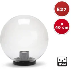Sphère d'extérieur en PMMA, 400mm, E27, transparente